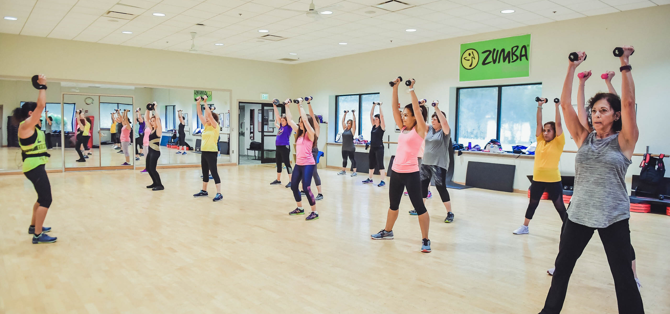 A group fitness class.