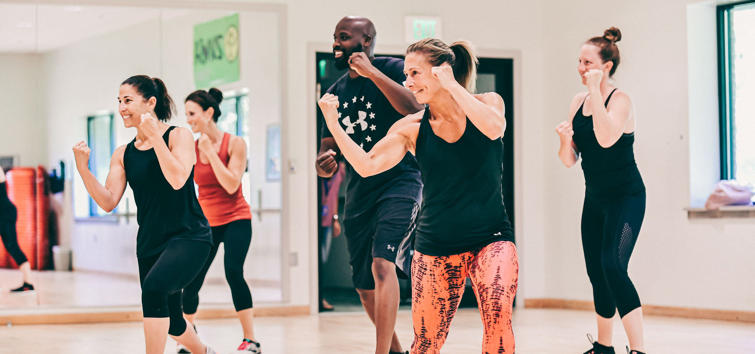 A group fitness class.