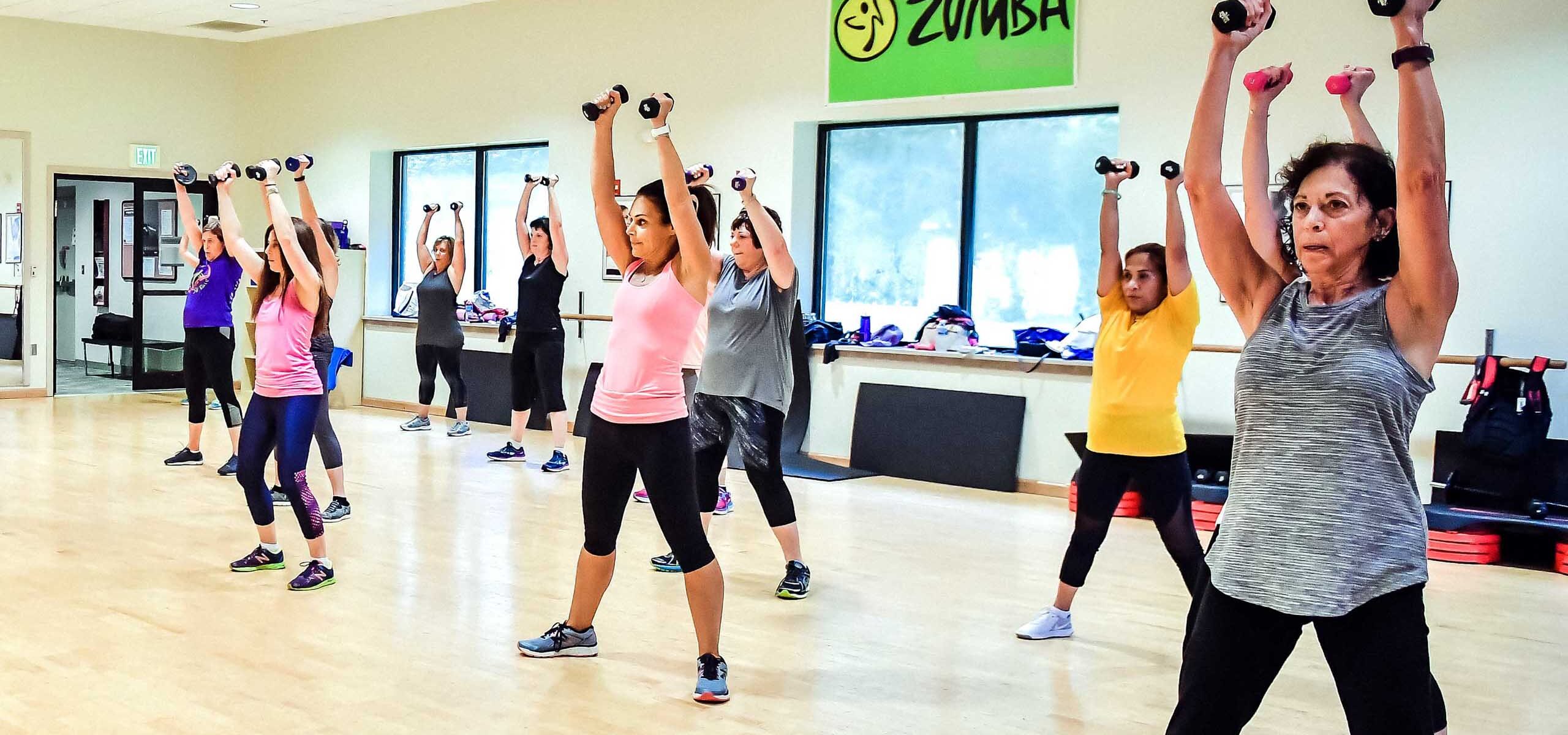 A group fitness class.