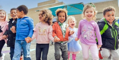 group of preschool children at play outside