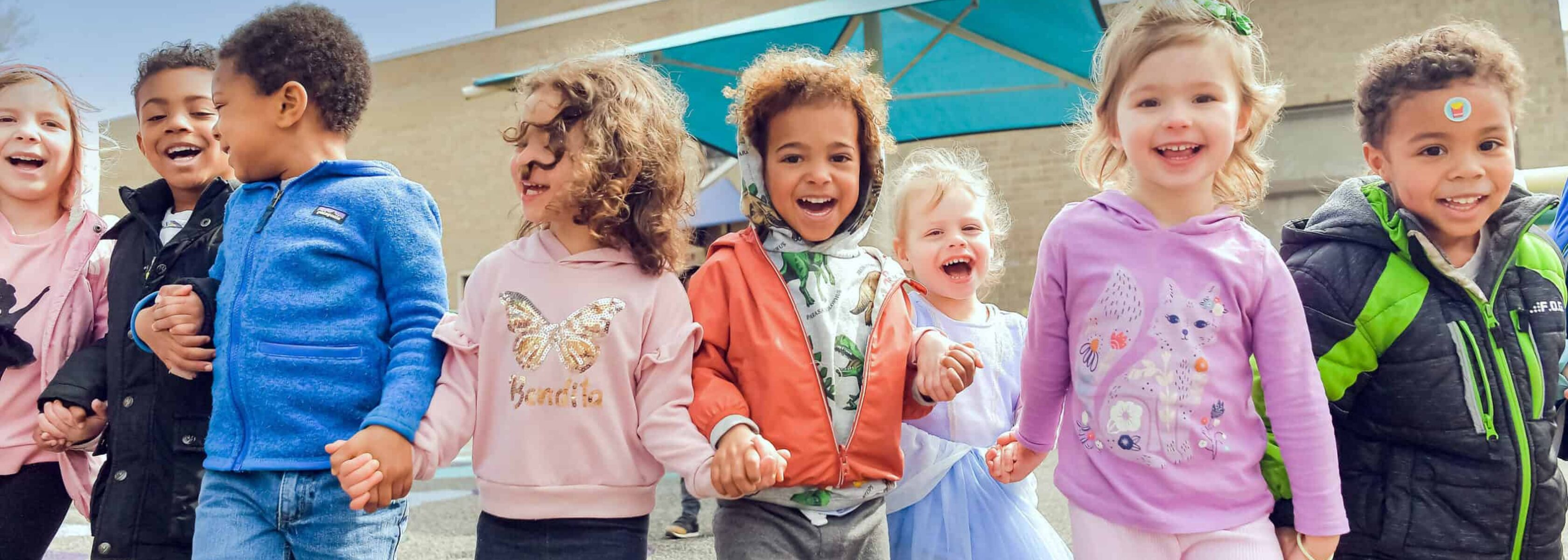 group of preschool children at play outside