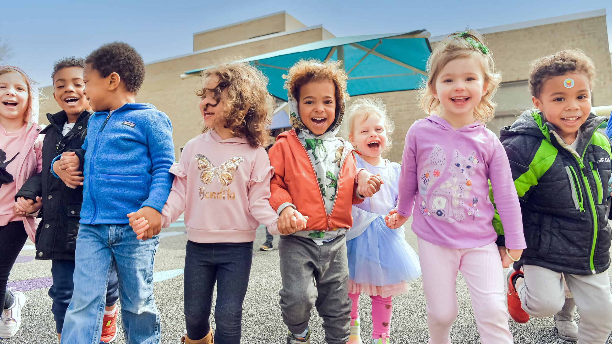 group of preschool children at play outside