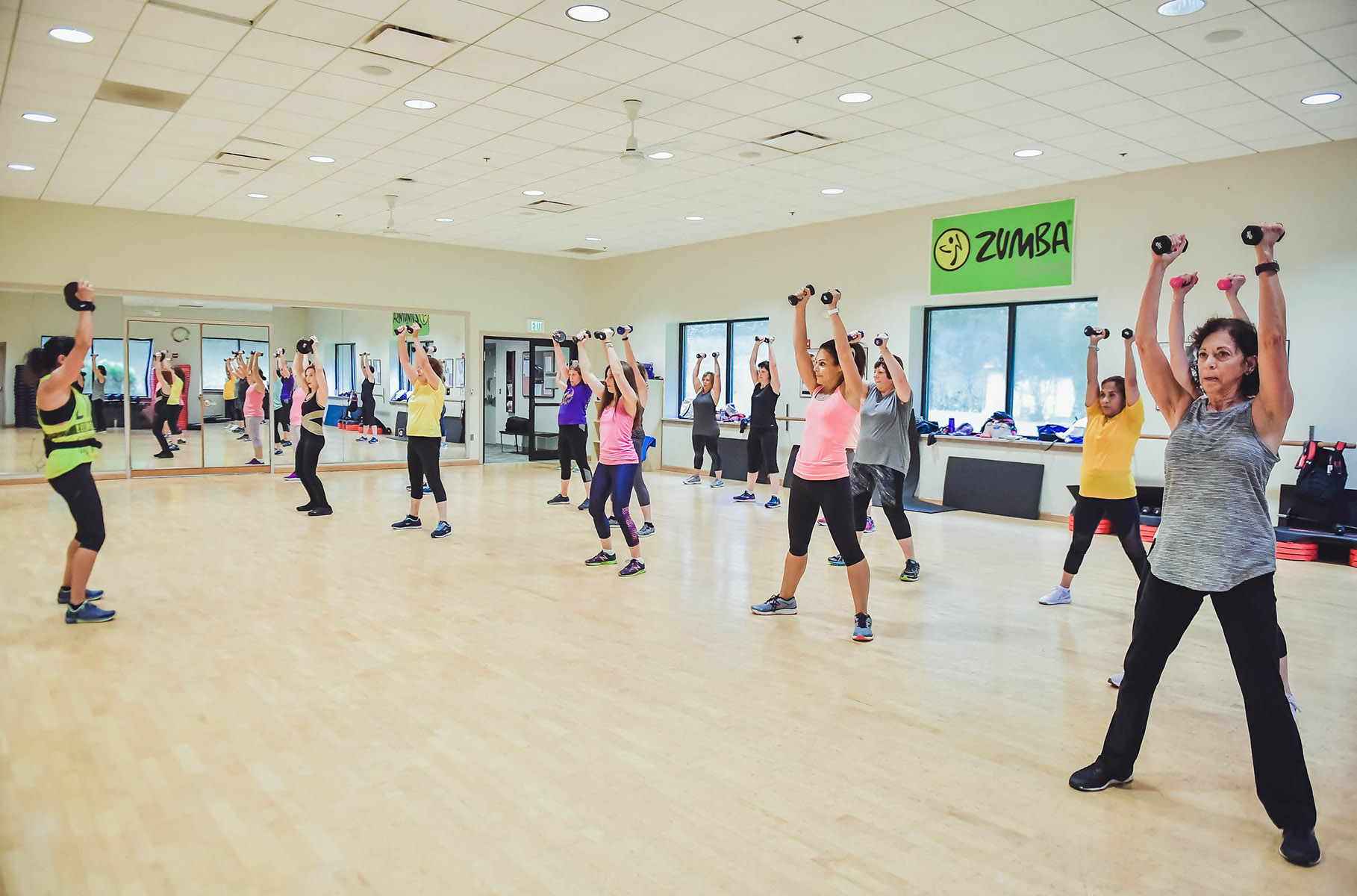 A group fitness class.