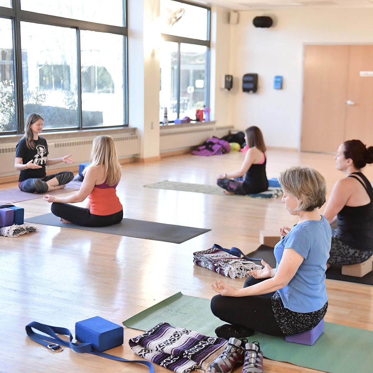 A yoga class.