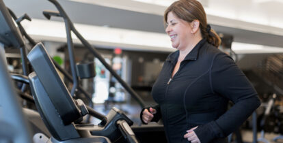 woman running on treadmill