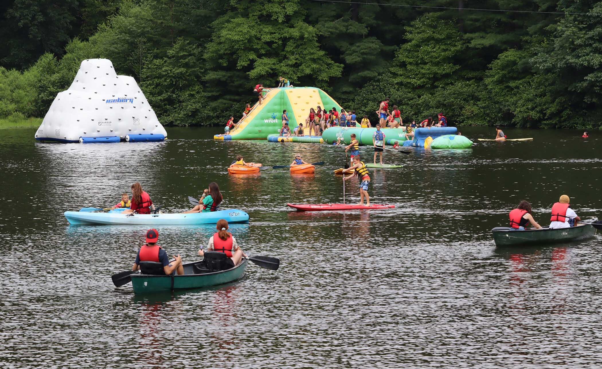 Campers at a lake.