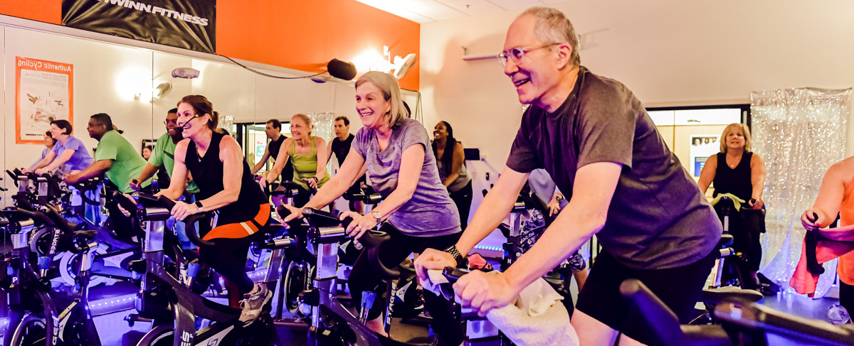 A group fitness class.