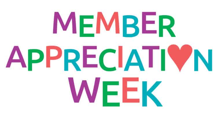 colorful letters: member appreciation week