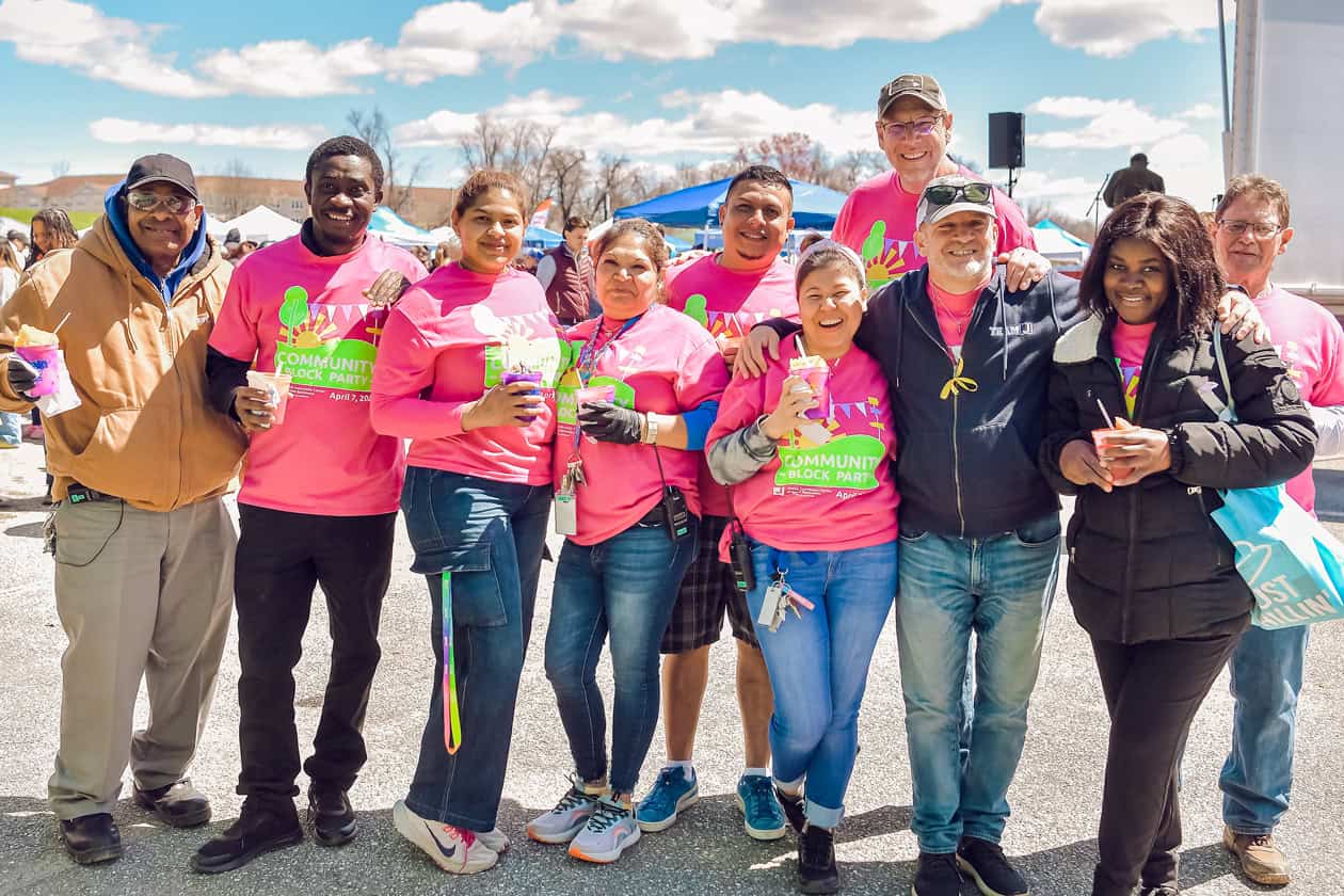 Group of JCC staff at community block party event