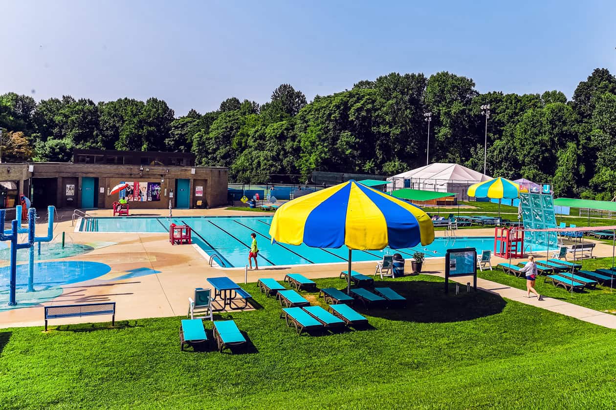 family pool aquatics park in summer